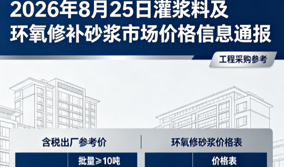 南丹2026年8月25日灌浆料及环氧修补砂浆市场价格信息通报